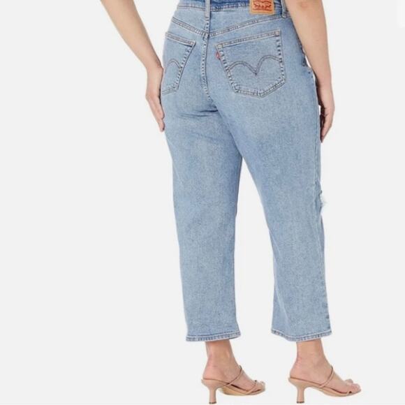 Levi's Premium Wedgie Straight Fit Jeans Light Wash Plus Size 20W Classic Retro - Picture 4 of 15